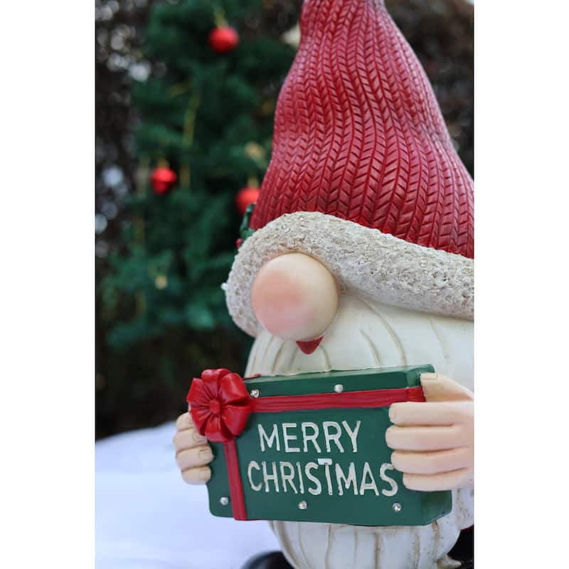 LED Lighted Gnome with Sign Christmas Figurine - 25"
