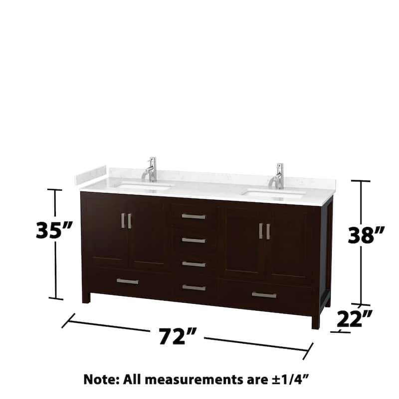 Wyndham Collection Sheffield 72" Double Bathroom Vanity, Carrara