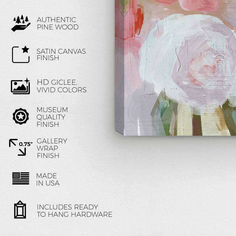 Wynwood Studio Canvas Abstract Blush Floral Foliage Pink and Light Red Modern & Contemporary Wall Art Canvas Print