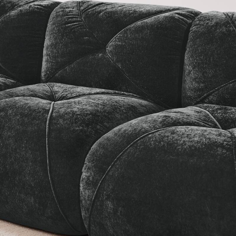 Roomfitters 2-Seater Tufted Velvet Sofa, No Assembly Boneless Cloud Couch with 32D High-Density Sponge