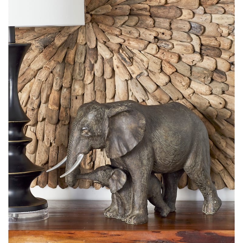 Gray Polystone Elephant Decorative Sculpture