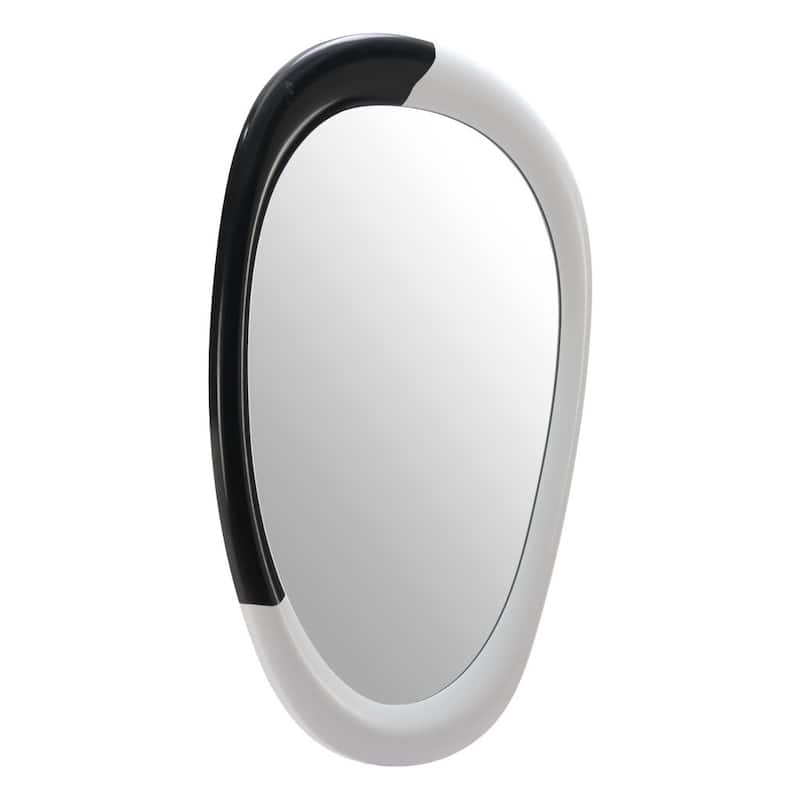 HomeRoots 31" Black And White Steel Oval Geometric Framed Accent Mirror - 20.00 in. x 31.30 in. x 2.00 in.