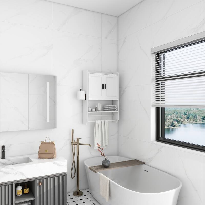 Bathroom Wall Cabinet with Doors Adjustable Shelf