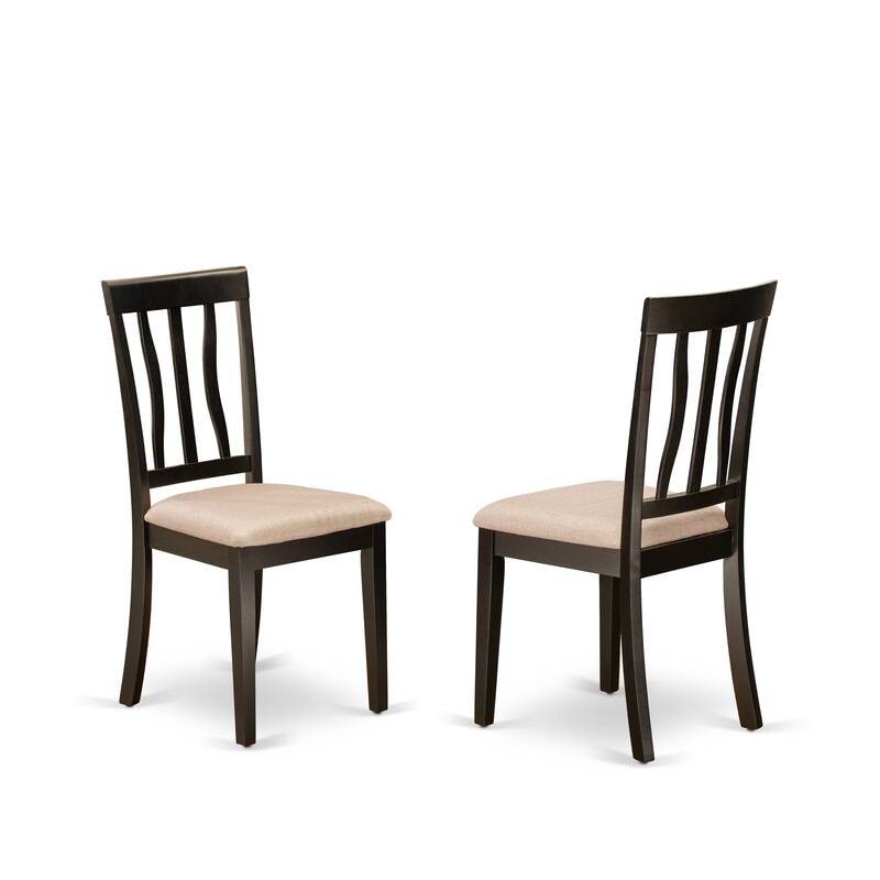 East West Furniture 3 Piece Dining Room Table Set- A Round Kitchen Table and 2 Dining Chairs, Cappuccino(Seat Options)