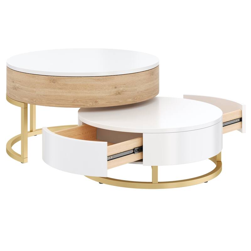 Modern Round Lift top Nesting Coffee Tables