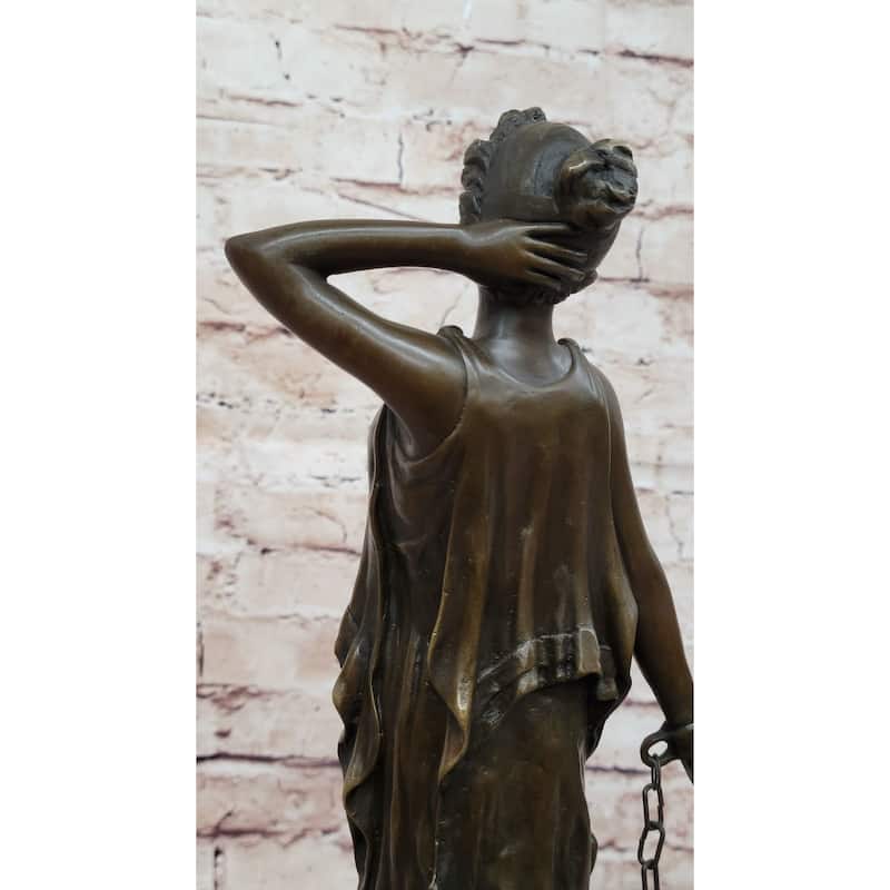 Captive Woman Awaits Her Savior - Bronze Sculpture Statue By Villanis On Marble Base