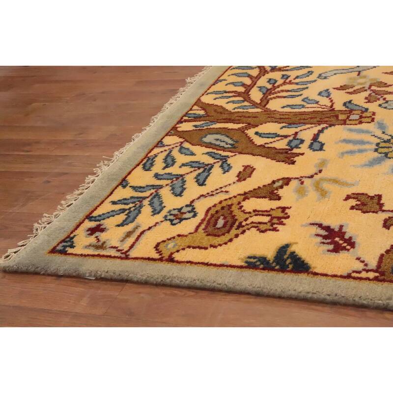 Hand Knotted Oriental 100% Wool Carpet Traditional All-Over Yellow & Gold Ziegler Area Rug - 9' 11'' X 8' 2''