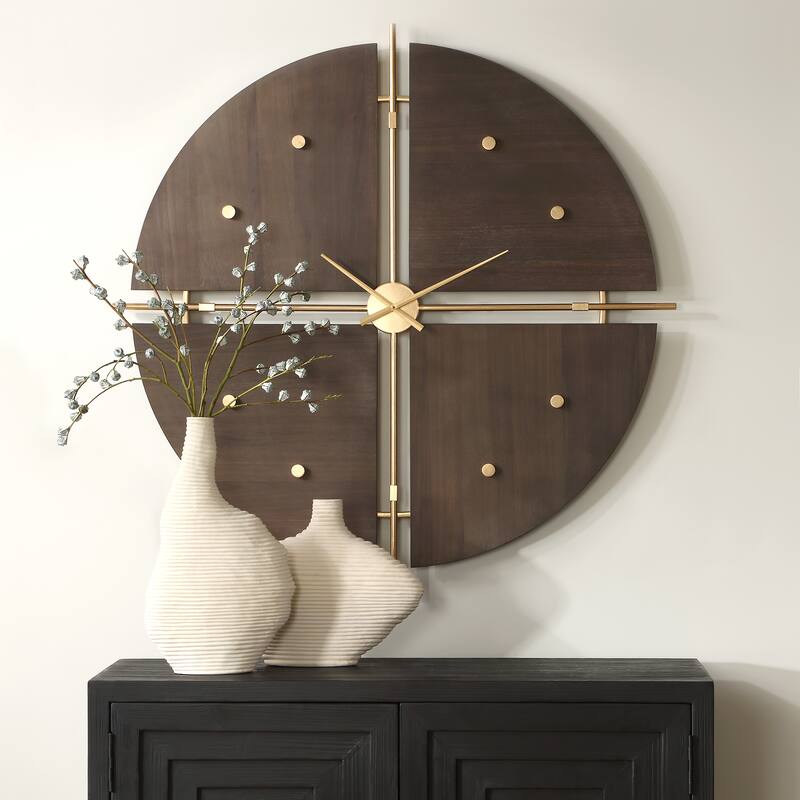 Uttermost Walnut Elegance Wall Clock - 38"H x 38"W x 2.75"D