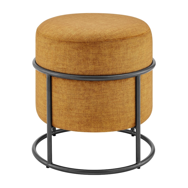 NPD Furniture Ophelia Velvet Round Ottoman with Metal Frame