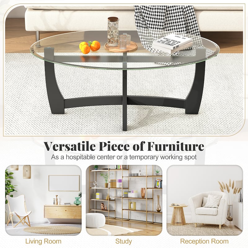 Gymax Coffee Table Modern Accent Tea Table w/ Rubber Wood Bentwood