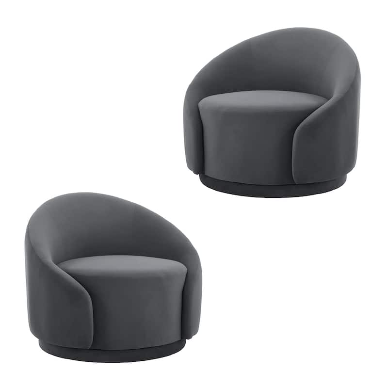 35" Wide Upholstered Swivel Accent Barrel Chairs (Set of 2)