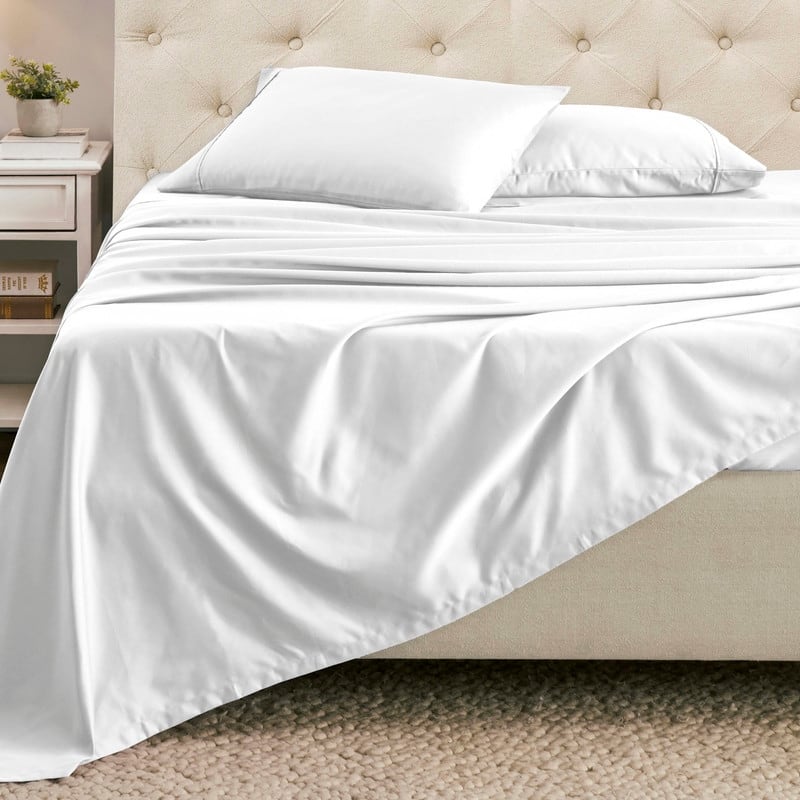Superior Cotton Blend Solid Deep Pocket Bed Sheet Set - White - 6PC Set - California King