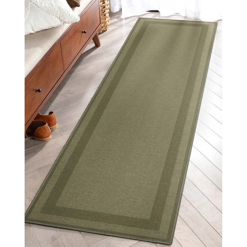 Well Woven Plain Border Flat-Weave Area Rug