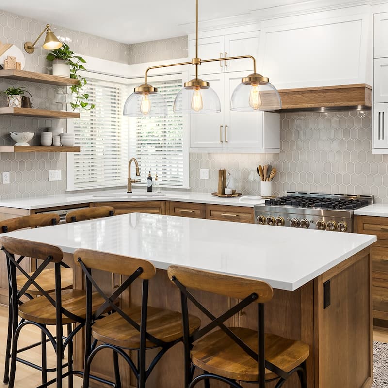 37.4 inch 3-Light Modern Glass Linear Kitchen Island Pendant Light - 37.4 inch