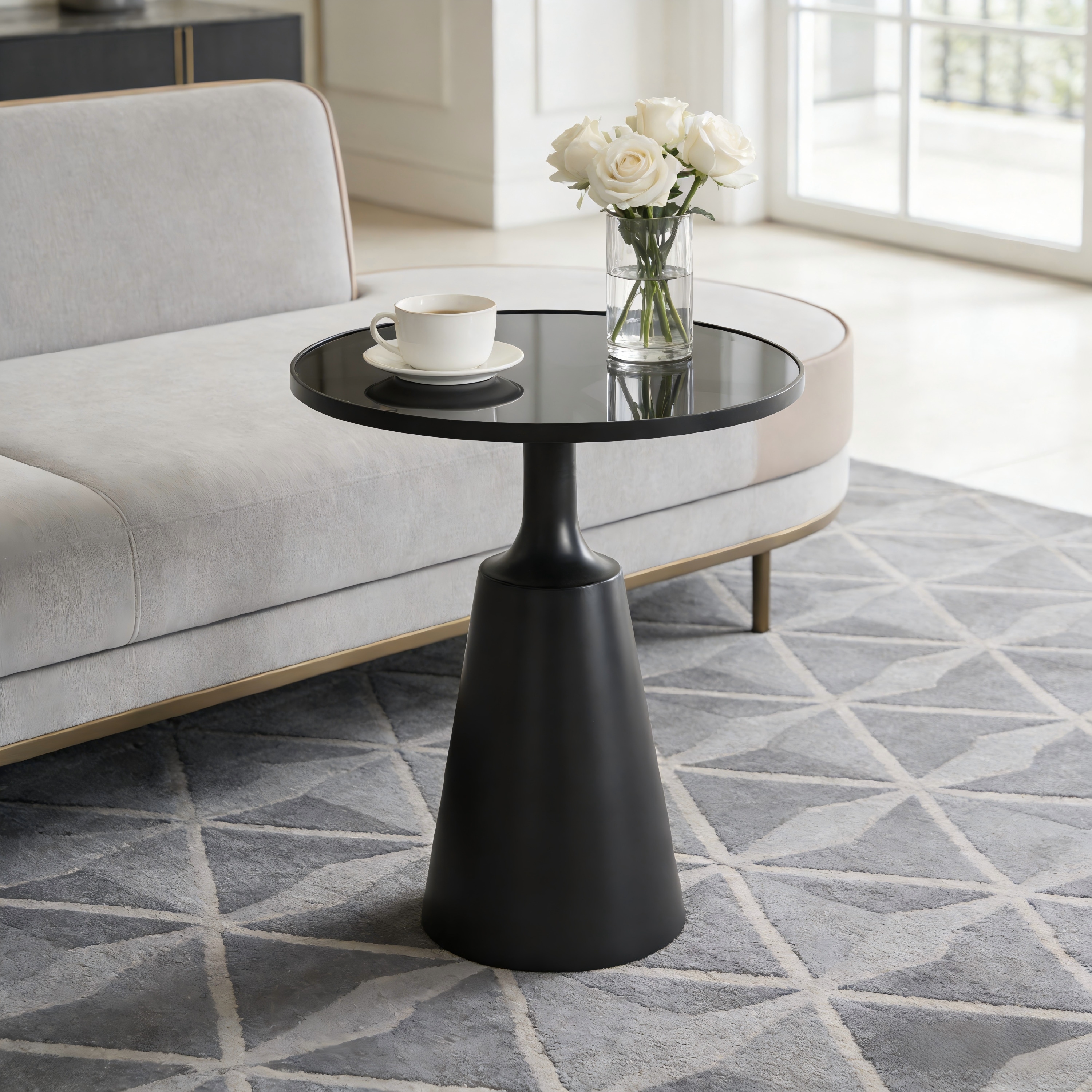 Christopher Knight Home - Lunaro Modern Black Round Side Table with Iron Base