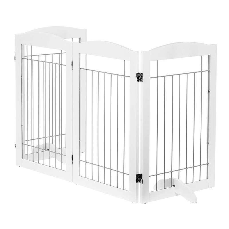 Spirich Freestanding Foldable Wire Pet Gate,Extra Wide and Tall Dog