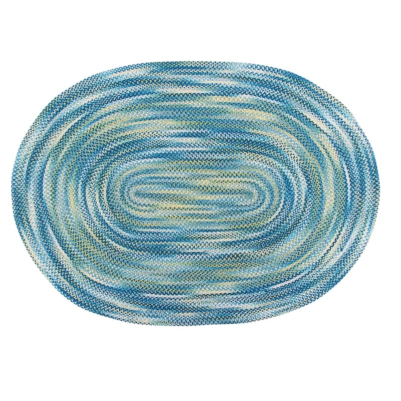 Ombre Soft Chenille Braided Rugs - 8' x 10' Oval - Blue