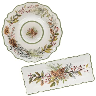 Certified International Winters Forest Melamine 2 Pc Appetizer/Serving Set - 19" x 8" x .25"