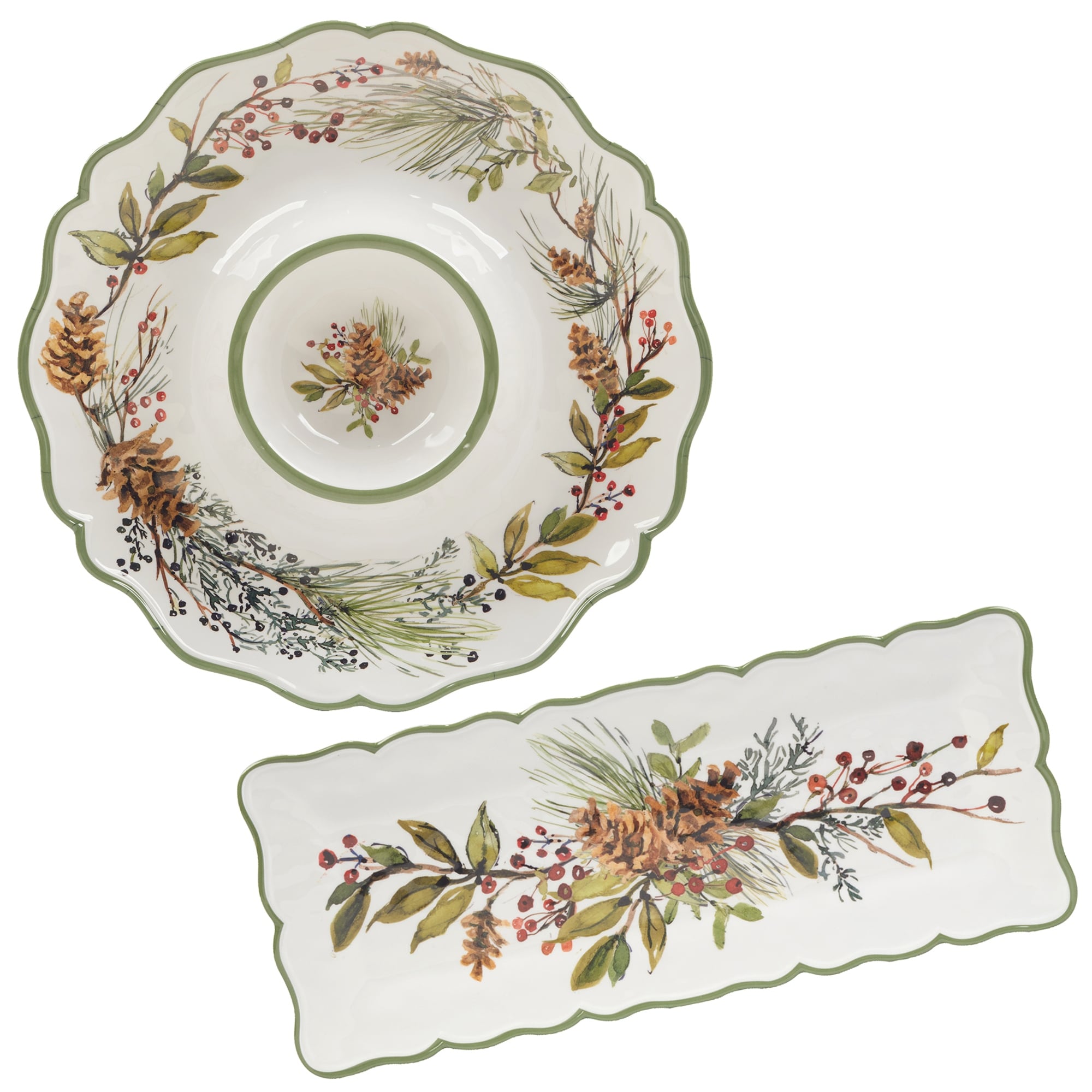Certified International Winters Forest Melamine 2 Pc Appetizer/Serving Set - 19" x 8" x .25"
