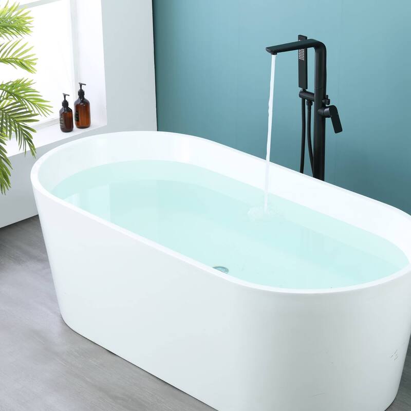 Freestanding Bathtub Faucet With Hand Shower Floor Mount Tub Filler Faucet With Handheld Shower High Flow Bathroom Tub Faucets