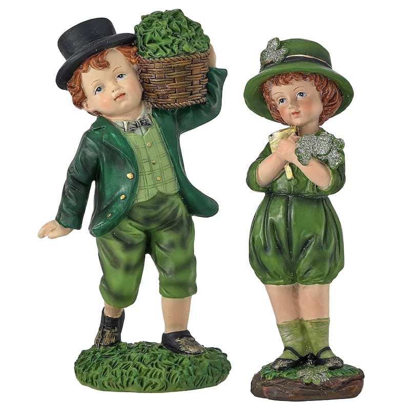 6.5" Resin Irish Boy Statue Set of 2