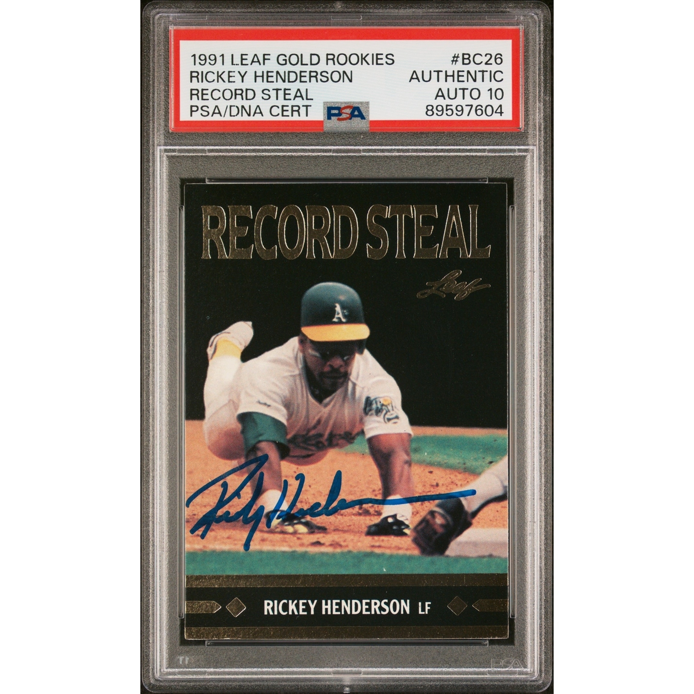 Rickey Henderson 1991 Leaf Gold Rookies Record Steal Card #BC26 