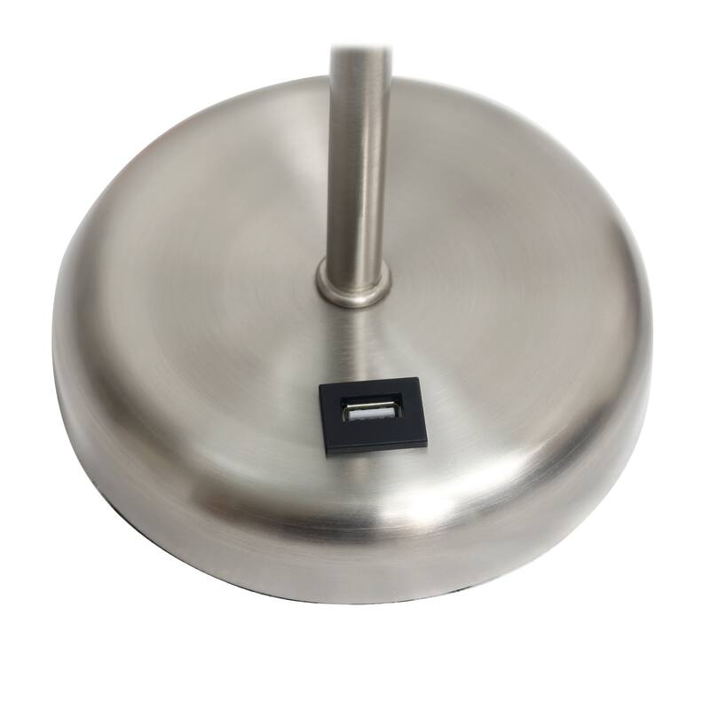 19.5" USB Port Feature Metal Lamp in Steel w Aqua Shade