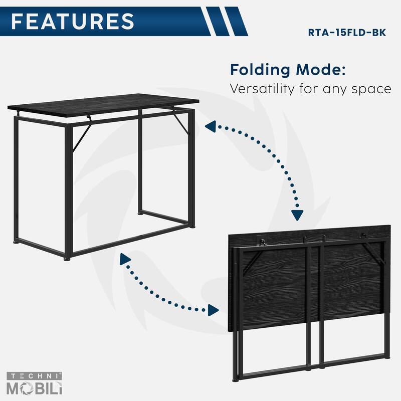 Space-Saving Folding Computer Desk - Convenient, Collapsible Design with Sturdy Steel Legs for Small Rooms