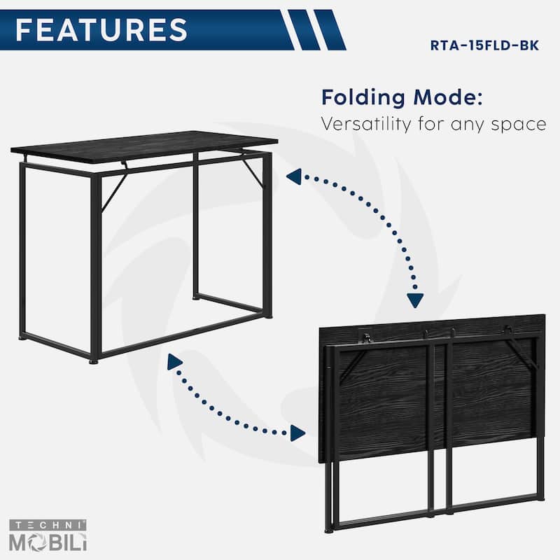 Space Saving Folding Desk - Black