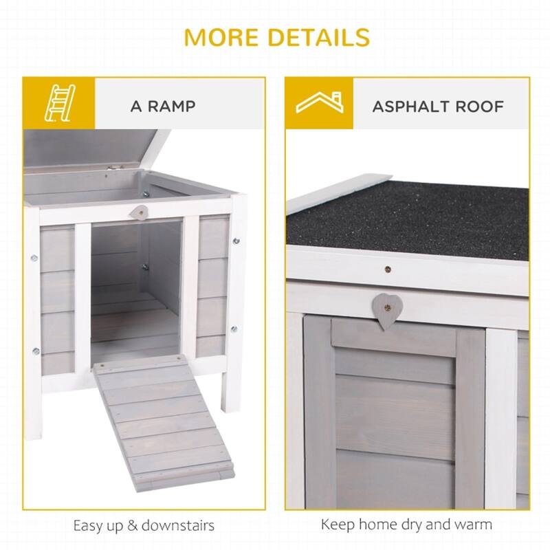 Solid Fir Wood Pet House with Waterproof Roof for Small pet and bunny - 16.5" L x 20" W x 17" H