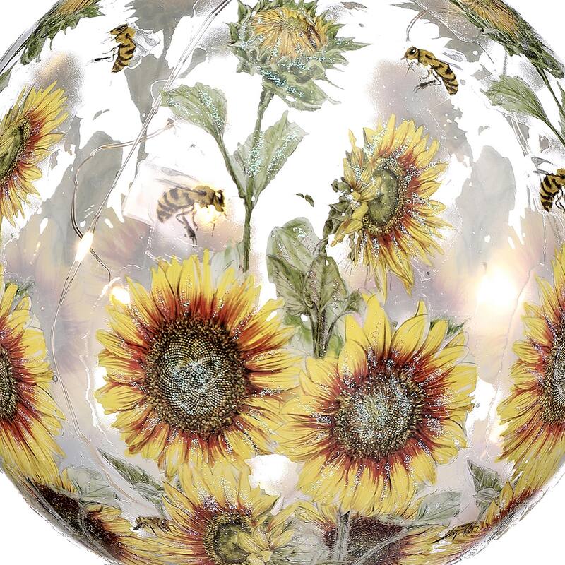 6" Glass LED Sunflower Table Piece