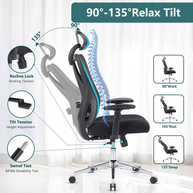 Adjustable Mesh Computer Desk Chair with Lumbar Support