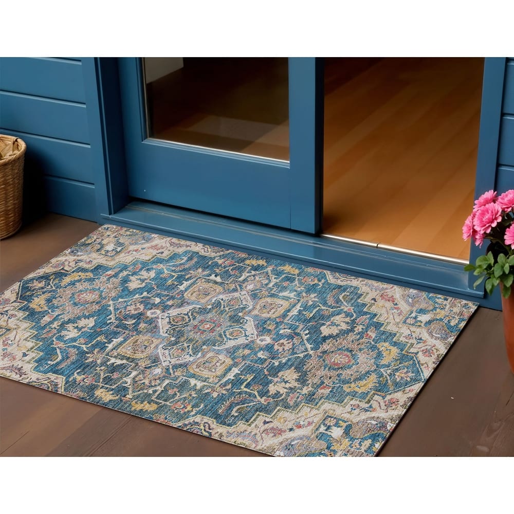 HomeRoots Oriental Traditional Rectangle Outdoor Rug