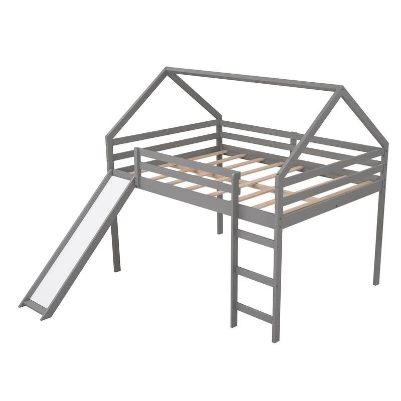 Loft Bed with Slide, House Bed with Slide