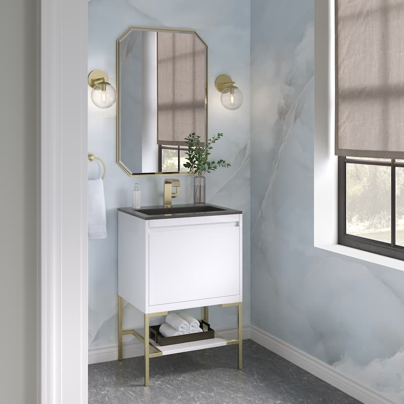 James Martin Vanities Mantova 23.6" Single Vanity Cabinet, Glossy White