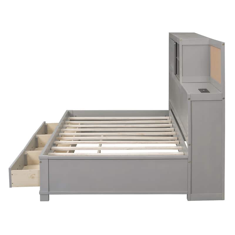 Twin Size Wooden Daybed with 3 Storage Drawers