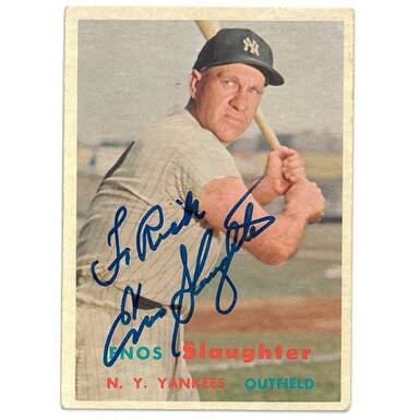 Shop Enos Slaughter Signed 1957 Topps New York Yankees Baseball