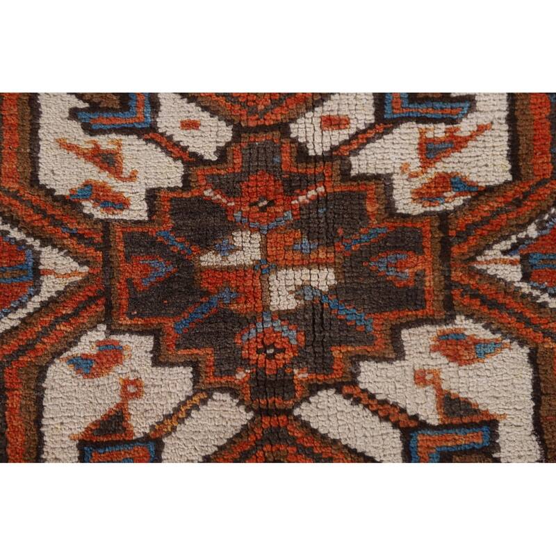 Hand Knotted Oriental 100% Wool Carpet Traditional Medallion Oranges & Rust Heriz Area Rug - 11' 4'' X 7' 11''
