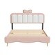 preview thumbnail 7 of 14, Full Velvet Princess Platform Bed with Bow Knot Headboard and Footboard