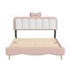 preview thumbnail 4 of 12, Full size Velvet Platform Bed with bow-knot Headboard, Pink