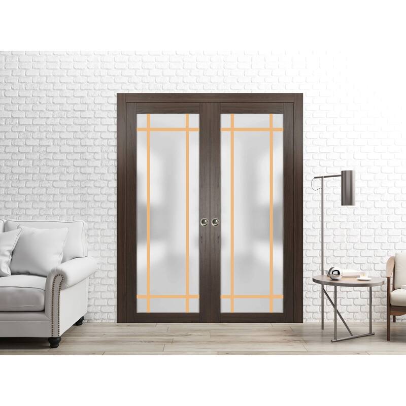 Solid French Double Doors 36 x 80 Planum 2113 Chocolate Ash