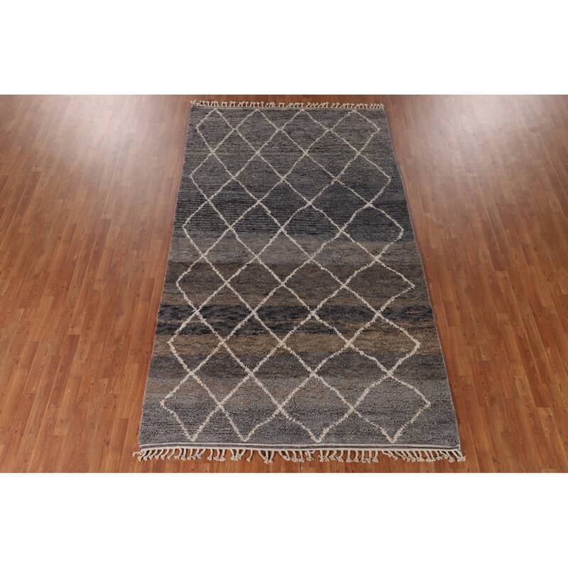 Trellis / Moroccan Oriental Area Rug Hand-Knotted Wool Carpet - 6'0" x 10'2"