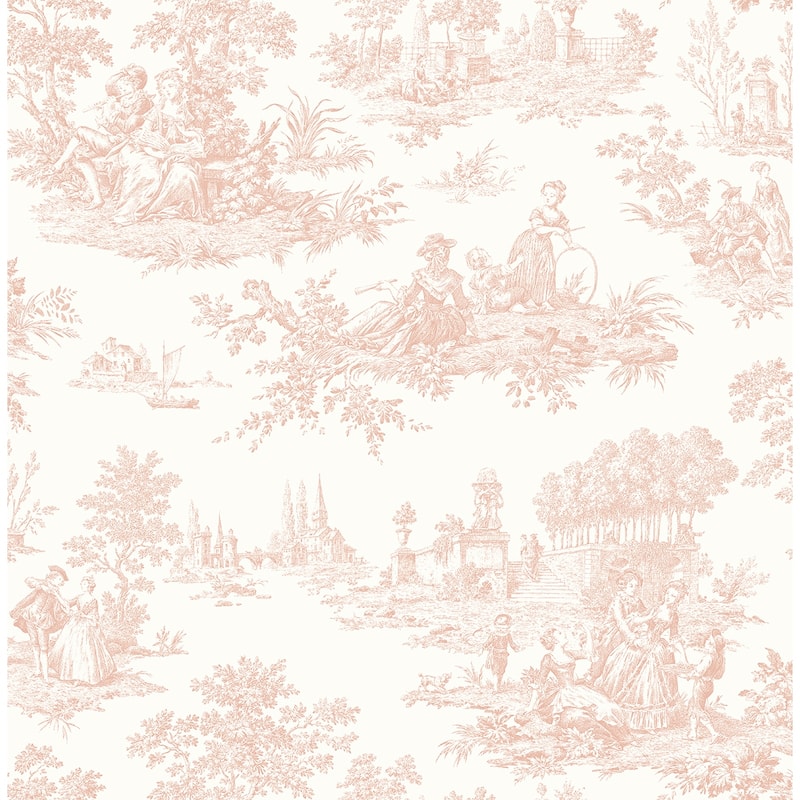 NextWall Chateau Toile Peel and Stick Wallpaper - 20.5 in. W x 18 ft. L - Blush