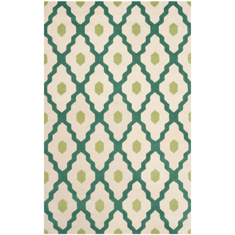 SAFAVIEH Handmade Chatham Sutapa Modern Moroccan Wool Rug - 6' x 9' - Ivory/Teal