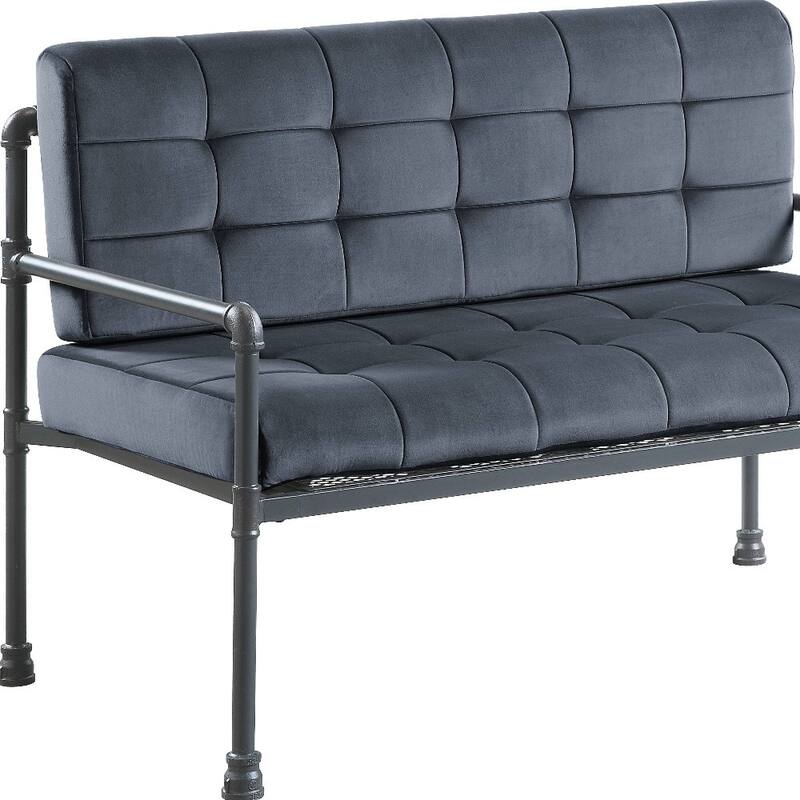 HomeRoots 51" Gray Velvet Loveseat