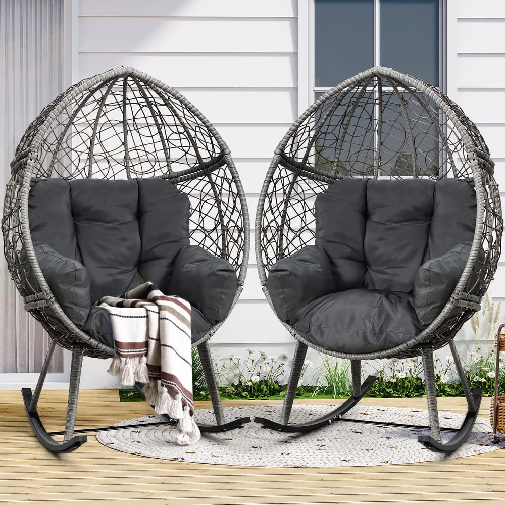 Moasis Cushioned Egg Chair with Rocker, PE Wicker