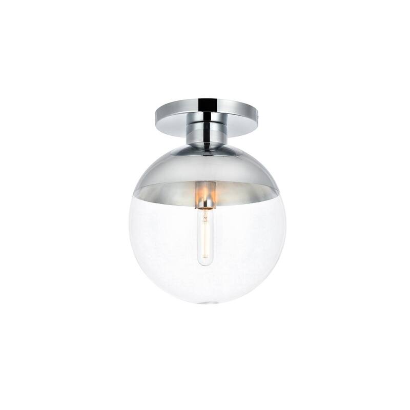 Mid-century Modern 1-light Flush Mount with Glass Orb Shade - N/A