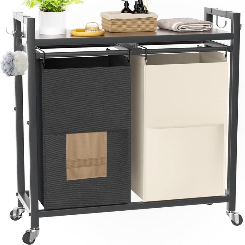 Laundry Hamper with Wheels Laundry Basket Organizer - 27.18"L x 11.8"W x 33.5"H