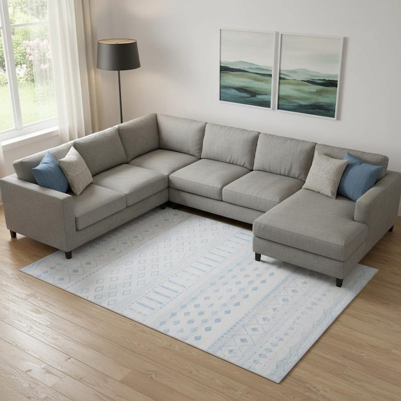 HomeRoots Abstract Geometric Casual Rectangle Area Rug - 8' X 10' - 8' X 10'