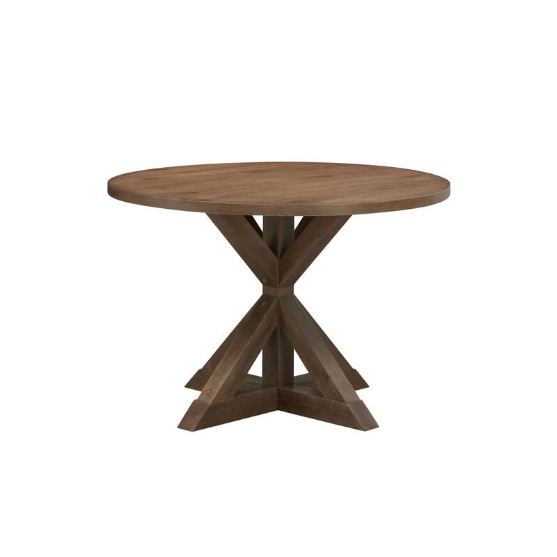 Trestle Base Dining Table with Round Top - 47.25" - Brown